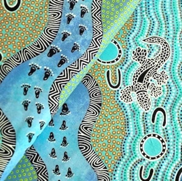 MULAKA HUNTING BLUE Aborigines Stoff aus Australien